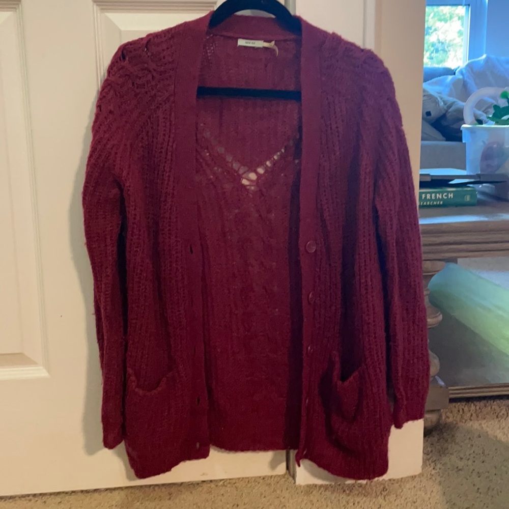 Womens red cardigan
